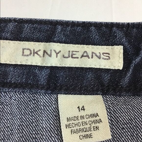 DKNY Denim Jeans High Waist Straight Leg Dark Wash Jeans Size 14 - Picture 11 of 16